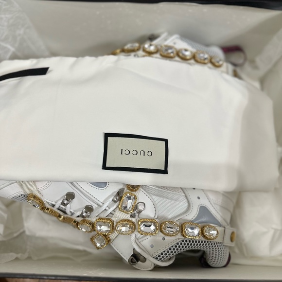 Gucci Flashtrek White Sneakers With Removable Crystals size 10 - Picture 11 of 14
